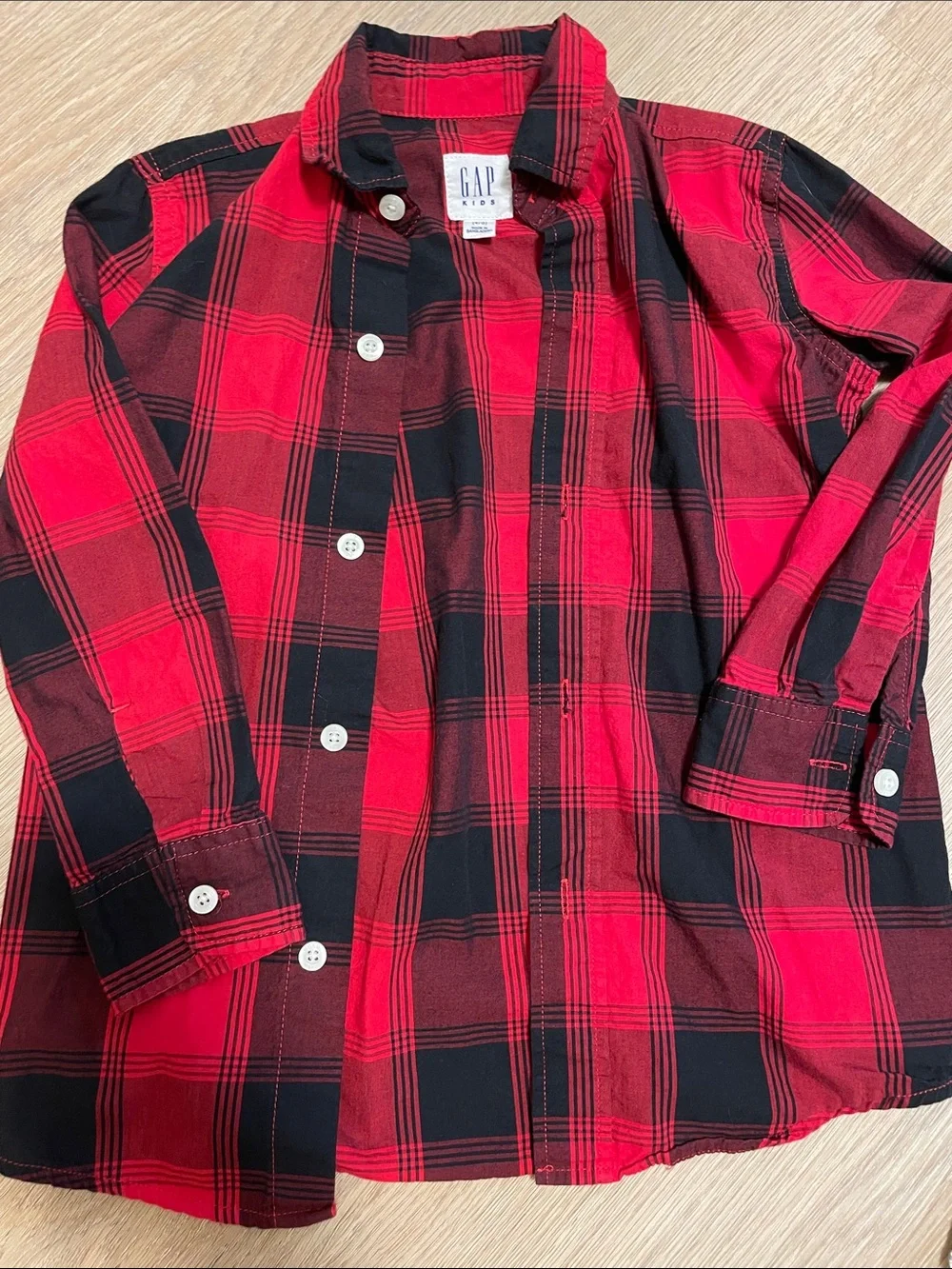 GAP Red and Black Plaid Button Down Shirt - Kids